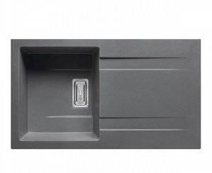 Νεροχύτης Με 1 Γούρνα Και Ποδιά 86x50εκ. Pyramis Pyragranite Kartesio 1B 1D Iron Grey