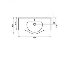 Νιπτήρας Ένθετος Επίπλου Tema Yak 100×49
