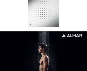Κεφαλή Ντουζ Εντοιχισμού Οροφής Temptation 38x38, Almar Inox Brushed
