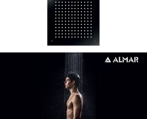 Κεφαλή Ντουζ Εντοιχισμού Οροφής Temptation 38x38, Almar Inox Black Matt