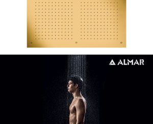 Κεφαλή Ντουζ Εντοιχισμού Οροφής 70x38 Almar Brushed Gold