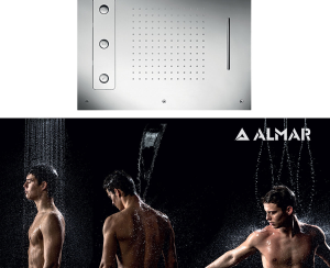 Κεφαλή Ντουζ Εντοιχισμού Οροφής 63x48, Almar Inox Chrome