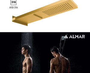 Καταρράκτης Ντουζ Smart 19,2x5,5 Almar PVD Brushed Gold