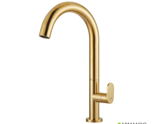 Μπαταρία Νιπτήρα Υψηλή με Βαλβίδα Clic-Clac Slim Vicario Brushed Gold