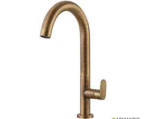 Μπαταρία Νιπτήρα Υψηλή με Βαλβίδα Clic-Clac Slim Vicario Antique Brass