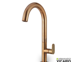 Μπαταρία Νιπτήρα Υψηλή με Βαλβίδα Clic-Clac Slim Vicario natural Brass