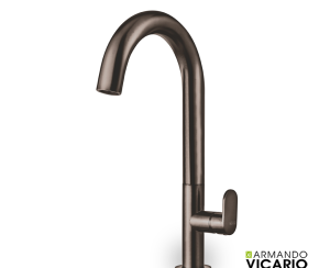 Μπαταρία Νιπτήρα Υψηλή με Βαλβίδα Clic-Clac Slim Vicario Black Brushed