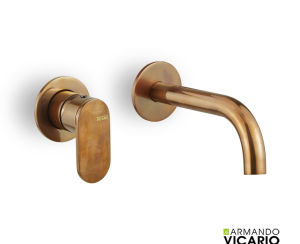 Μπαταρία Νιπτήρα Τοίχου Slim Vicario natural Brass