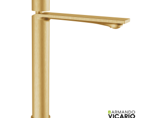 Μπαταρία Νιπτήρα Υψηλή με Βαλβίδα Clic-Clac Halo Vicario Brushed Gold