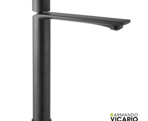 Μπαταρία Νιπτήρα Υψηλή με Βαλβίδα Clic-Clac Halo Vicario Black Matt