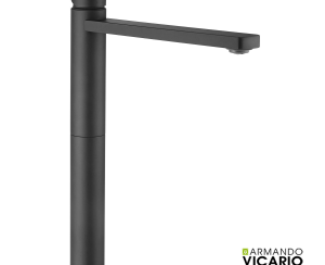 Μπαταρία Νιπτήρα Υψηλή με Βαλβίδα Clic-Clac Glam Vicario Black Matt