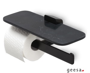 Χαρτοθήκη Διπλή με Εταζέρα Shift Geesa Black Matt