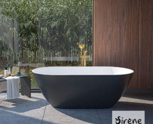 Μπανιέρα Solid Surface Ελεύθερης Τοποθέτησης CUSCO Freestanding 165x85, Sirene Black Matt /White Matt