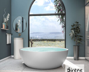 Μπανιέρα Solid Surface Ελεύθερης Τοποθέτησης CUSCO Freestanding Φ153, Sirene White Matt