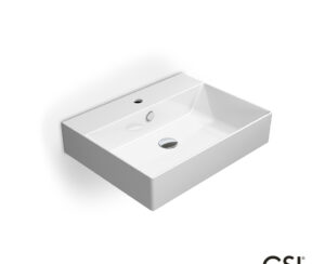 Νιπτήρας Πορσελάνης Kube-X 60x47 (1 οπή+2 προχ.) GSI White