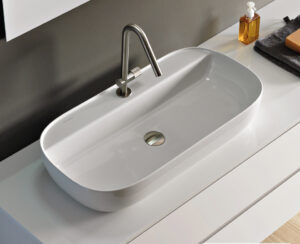 Νιπτήρας Πορσελάνης Glam76/R 76x38 (1 οπή) Scarabeo White