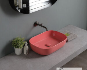 Νιπτήρας Πορσελάνης Glam 56x39 Scarabeo Peach Glossy