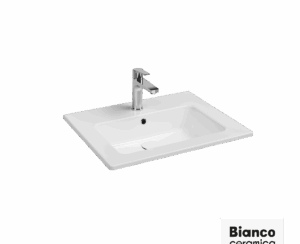 Νιπτήρας Πορσελάνης Flat 62,5x46,5 (1 οπή) Bianco Ceramica White