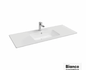 Νιπτήρας Πορσελάνης Flat 121,5x46,5 (1 οπή) Bianco Ceramica White