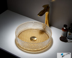 Νιπτήρας Γυάλινος RING-D Φ40 Voss GLass Gold